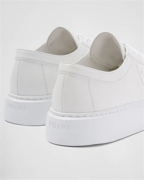 prada glace calf leather white shoes|White Soft Calf leather sneakers .